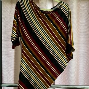 Chic Striped Asymmetrical Blouse